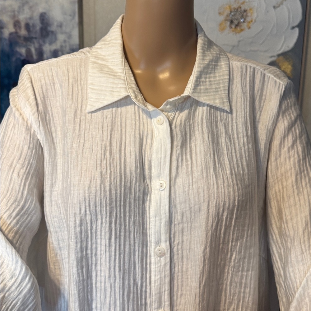 White Button-Up Shirt Dress - Picture 2 of 12